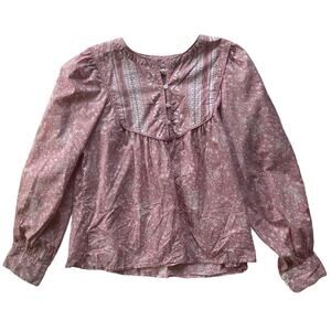 C&C California Cotton Floral Print Blouse Size M Cottage Feminine